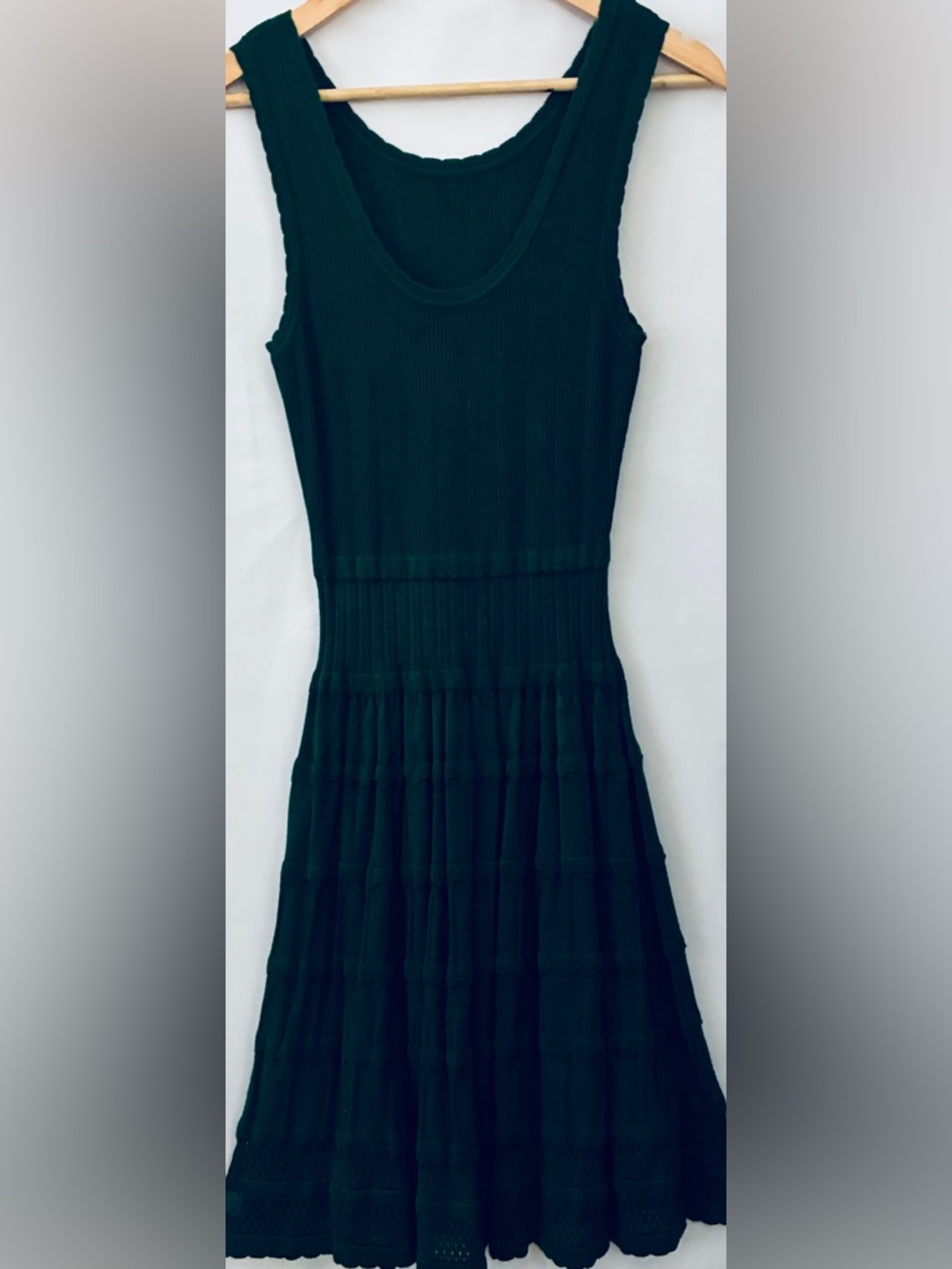 Sleeveless Dark Green Knit Tank Dress - Classic Scoop Neck